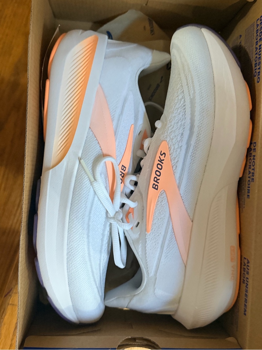 Brooks Women’s White Running Shoes with Peach Accent - Picture 7 of 7